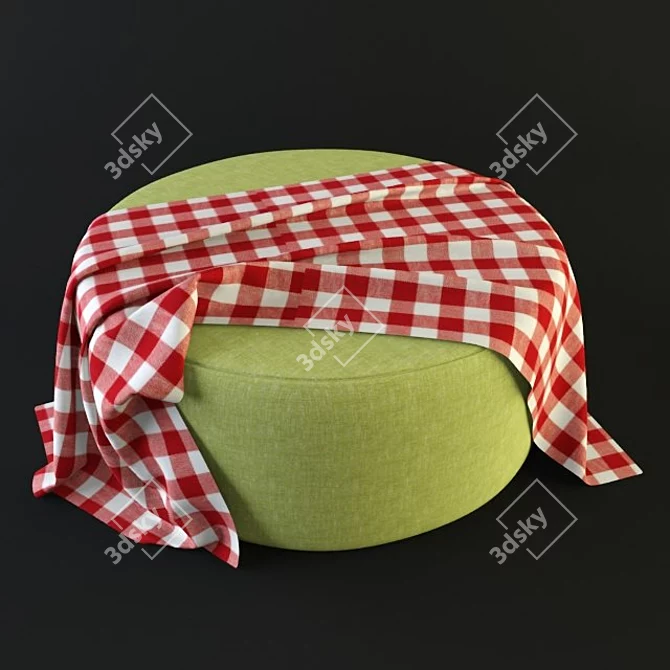 Modern Fabric Pouf 3D model image 1