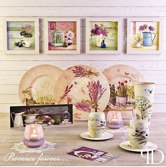 Provence Chic Home Decor Set 3D model image 1