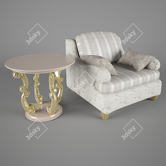 Elegant Verona Chair & Table 3D model image 1