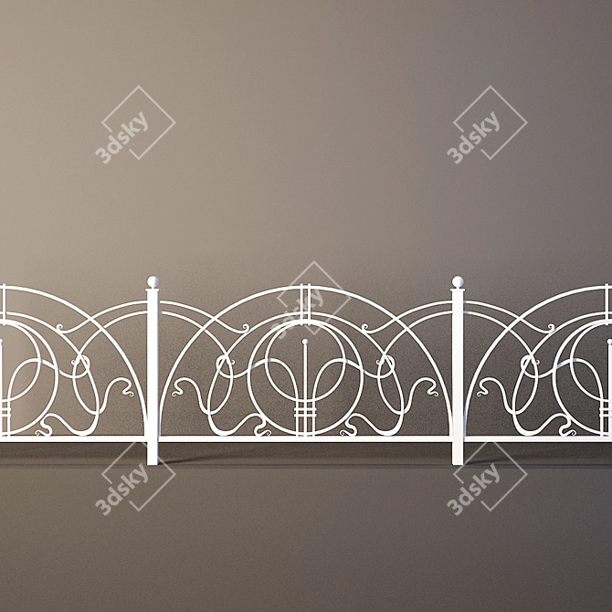 Elegant Custom Wrought Iron Fence 3D model image 1