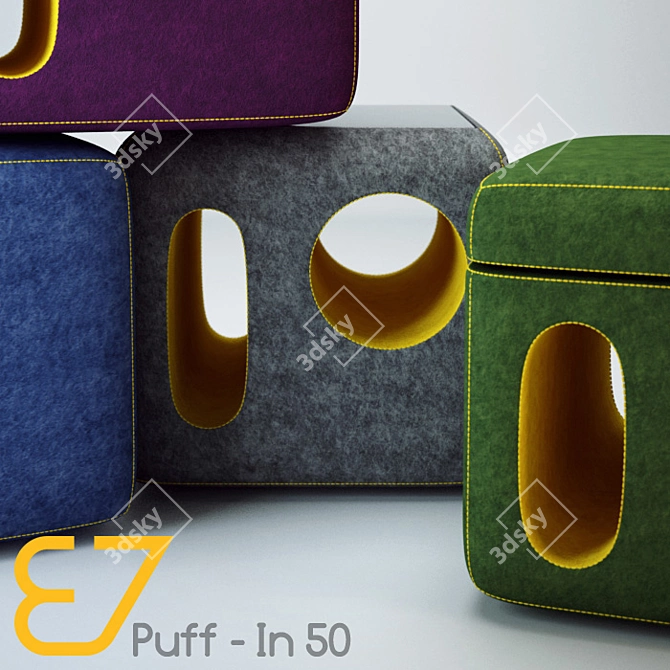87 Felt Pouf-In Set 3D model image 2