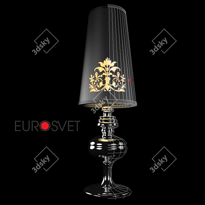 Chrome and Black Table Lamp 3D model image 1