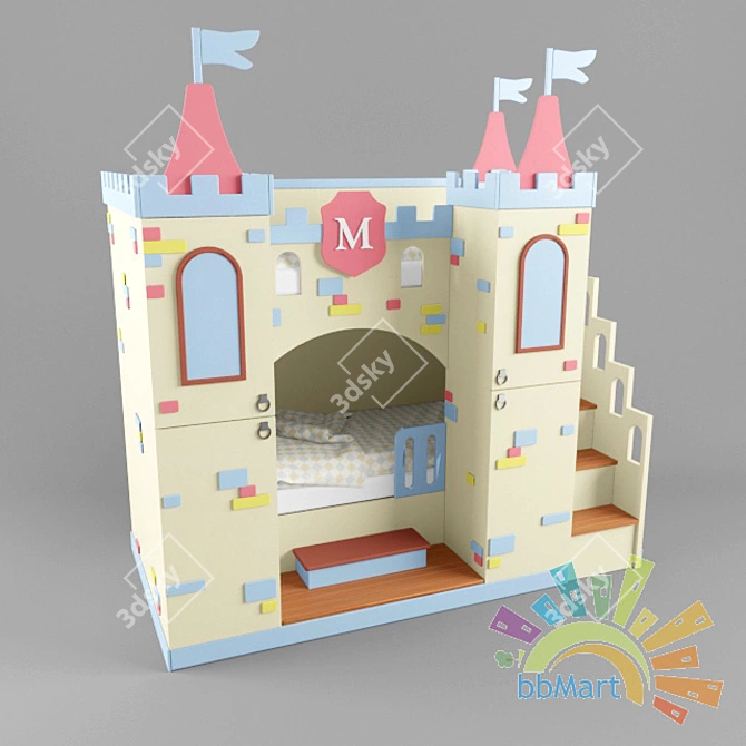 Castle Bunk Bed with Cupboard 3D model image 3