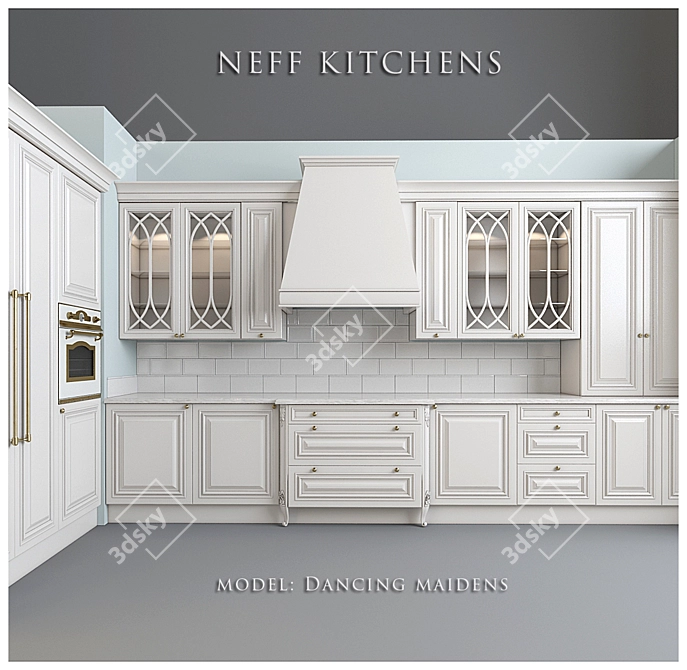 Elegant Dancing Maidens Kitchen by Neff 3D model image 2