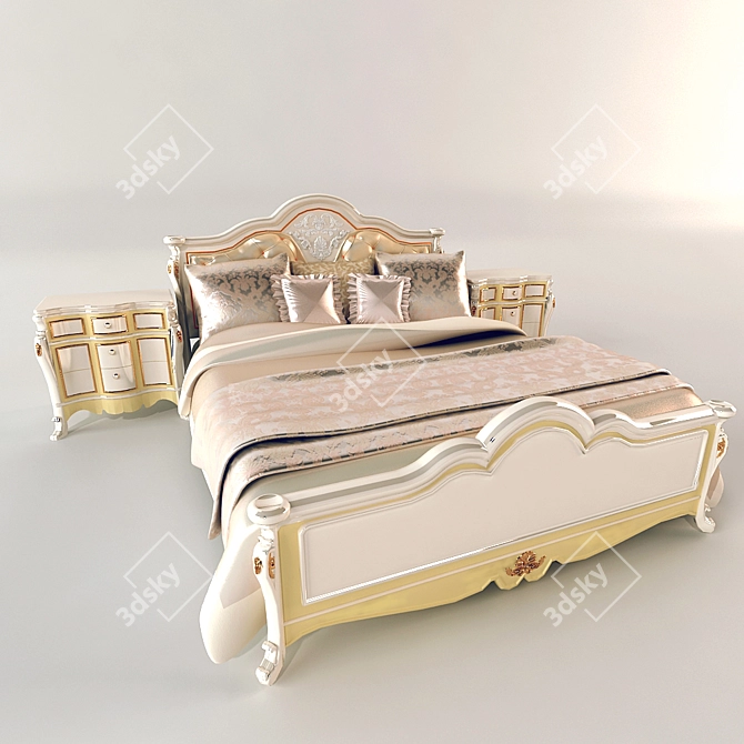 Oriental Empress-6126 Bed: Exquisite & Elegant 3D model image 1