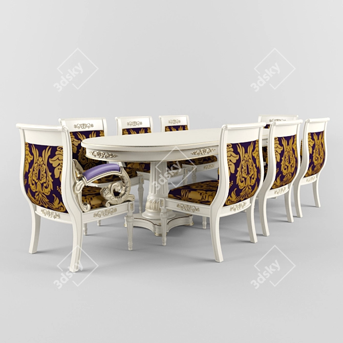 Elegant Versace Table & Chairs 3D model image 1