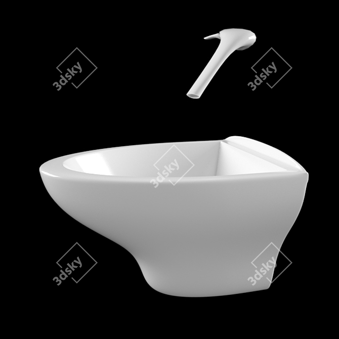 Vitrra Freedom Bidet: Ultimate Wall-mounted Luxury 3D model image 1