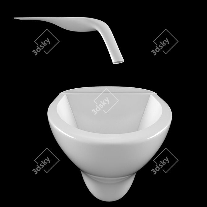 Vitrra Freedom Bidet: Ultimate Wall-mounted Luxury 3D model image 2