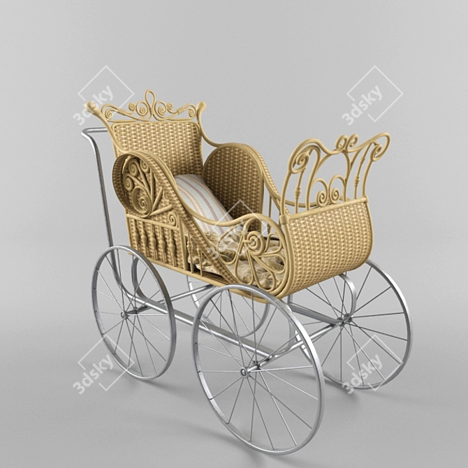 Vintage Pram: Classic Charm for Kids 3D model image 1