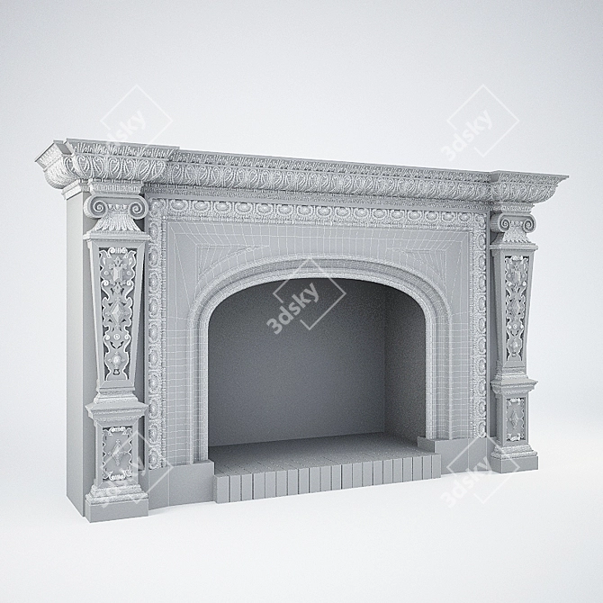 Title: Elegant Classic Fireplace 3D model image 2