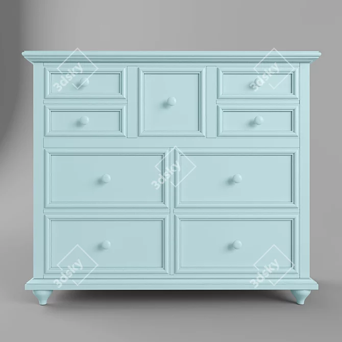 Luxury Haven Dressing Chest with 9 Drawers 3D model image 1