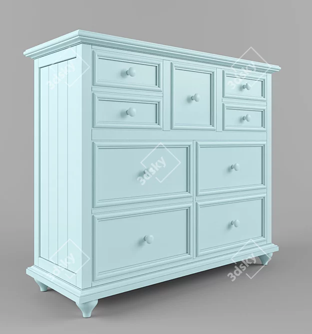 Luxury Haven Dressing Chest with 9 Drawers 3D model image 2