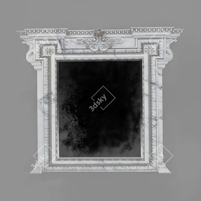 Elegant Marble Fireplace Mirror 3D model image 1