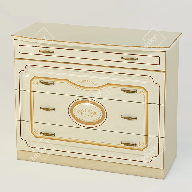 Elegant Birch Chest of Drawers 3D model image 1