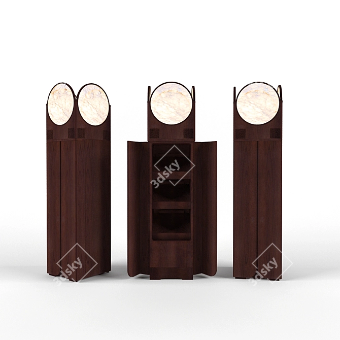 Elegant Walnut Cabinet with Bluetooth Sound 3D model image 1