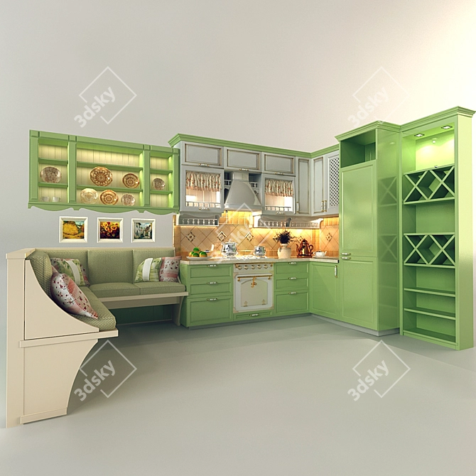 Provence Corner Kitchen: Custom-made Design 3D model image 1