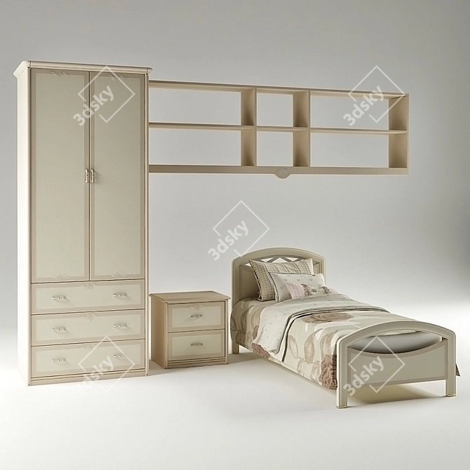 Elegant Florence Bedroom Set 3D model image 1