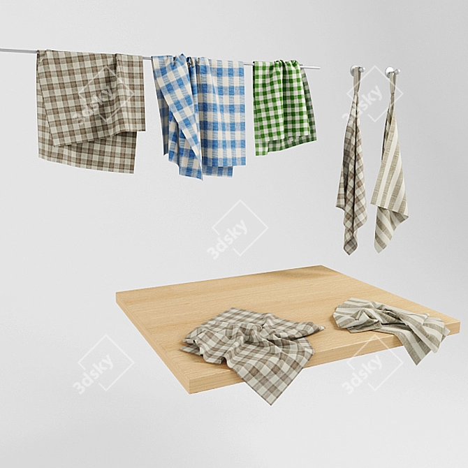 Essential Kitchen Towels & Napkins 3D model image 1