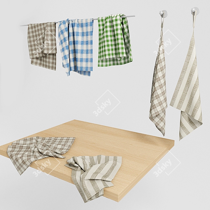 Essential Kitchen Towels & Napkins 3D model image 2