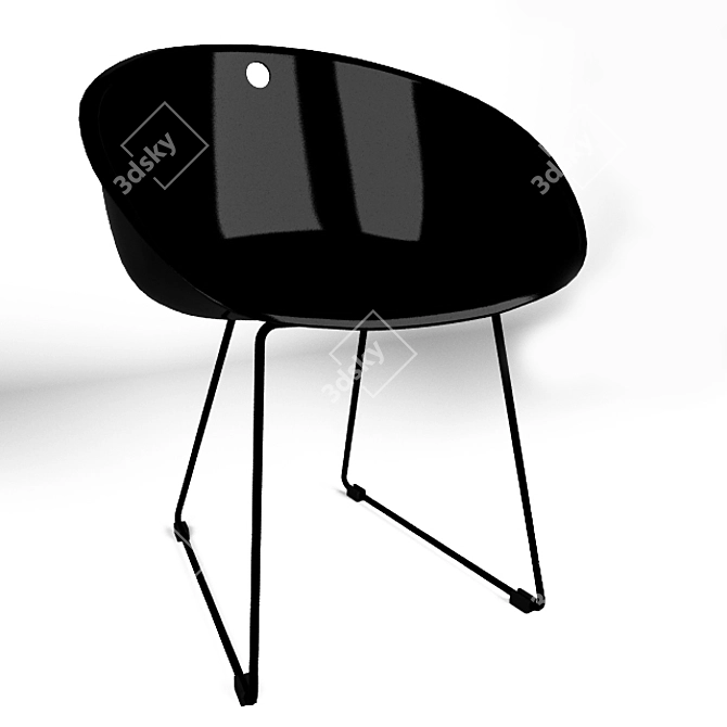  Sleek Black Polycarbonate Chair 3D model image 1