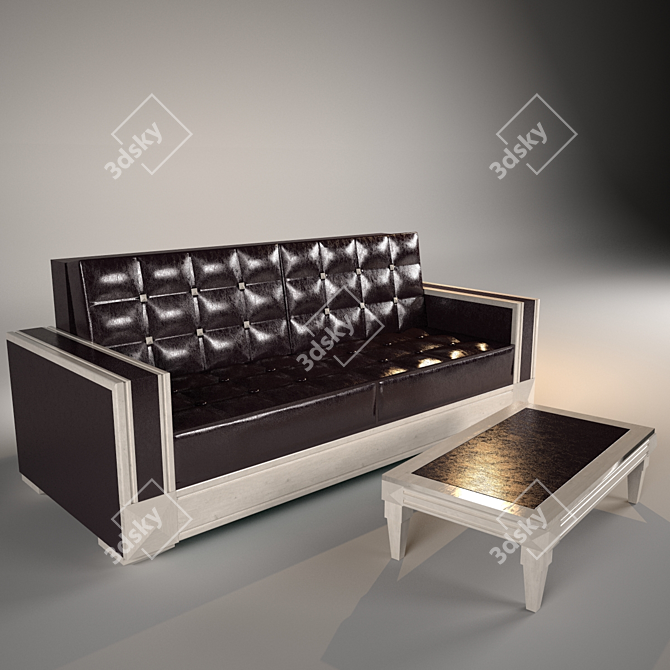 Modern Sofa with Coffee Table Set 3D model image 1