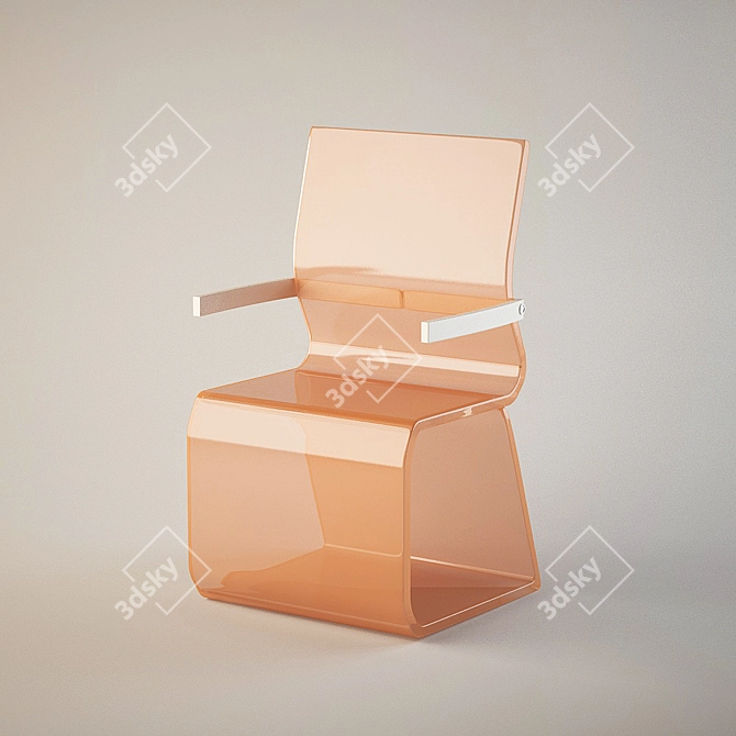 Transparent Plastic Chair with Armrests 3D model image 1