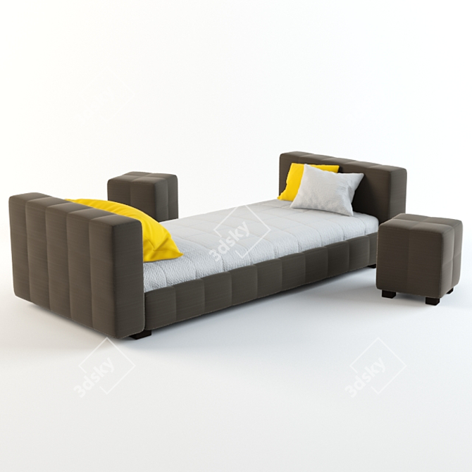 Bonaldo Bed and Poof Combo 3D model image 1