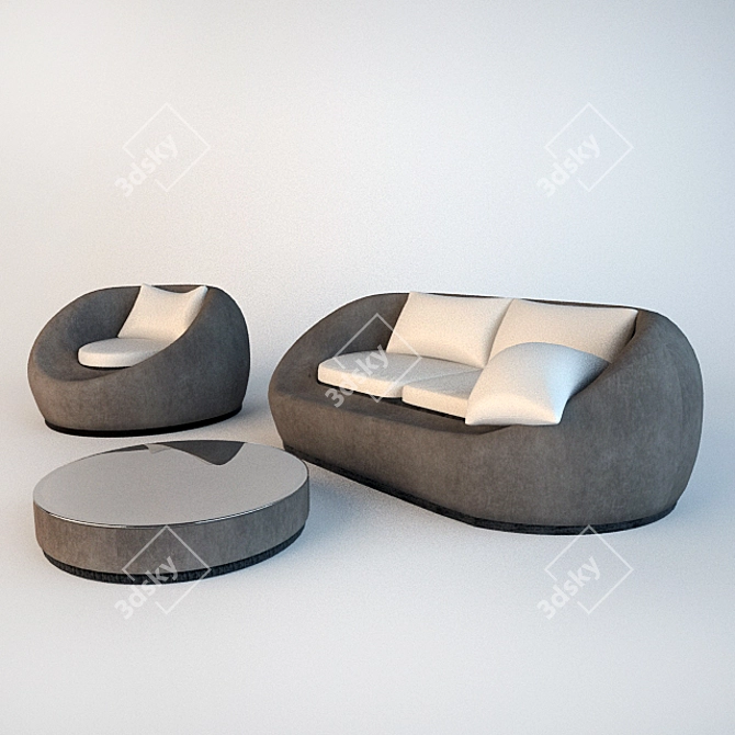 Elegant Bliss: Paola Lenti Sofa & Armchair 3D model image 1