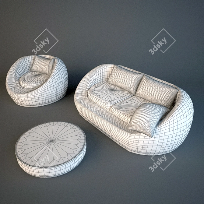 Elegant Bliss: Paola Lenti Sofa & Armchair 3D model image 3