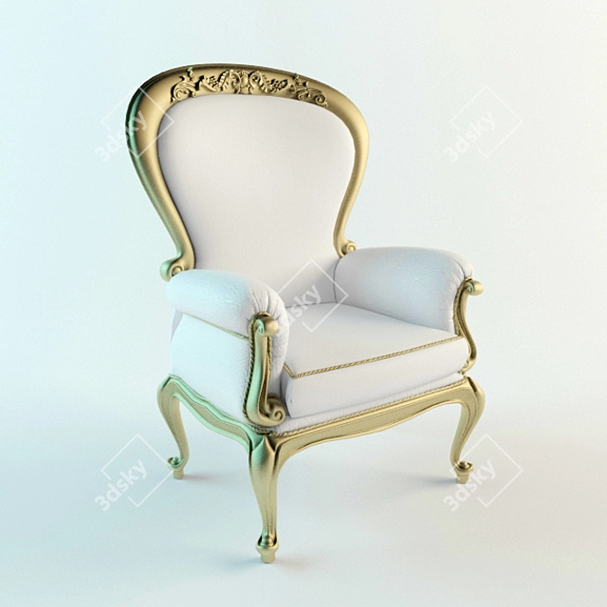 French Vintage Armchair 3D model image 1