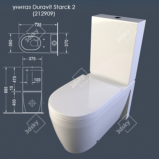 Duravit Starck 2 Toilet (212909) 3D model image 1