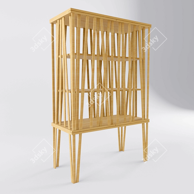 Elegant Mikado Wood Wardrobe 3D model image 1