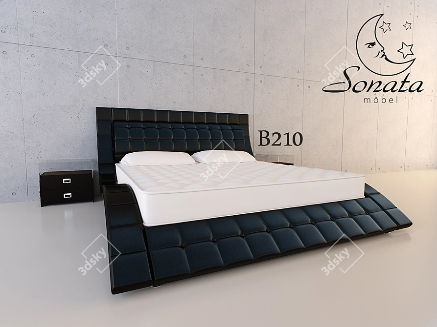 Elegant Leather Bed with Polished Metal Legs 3D model image 1