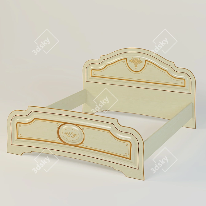 Elegant Victoria Bed - Birch Finish 3D model image 1