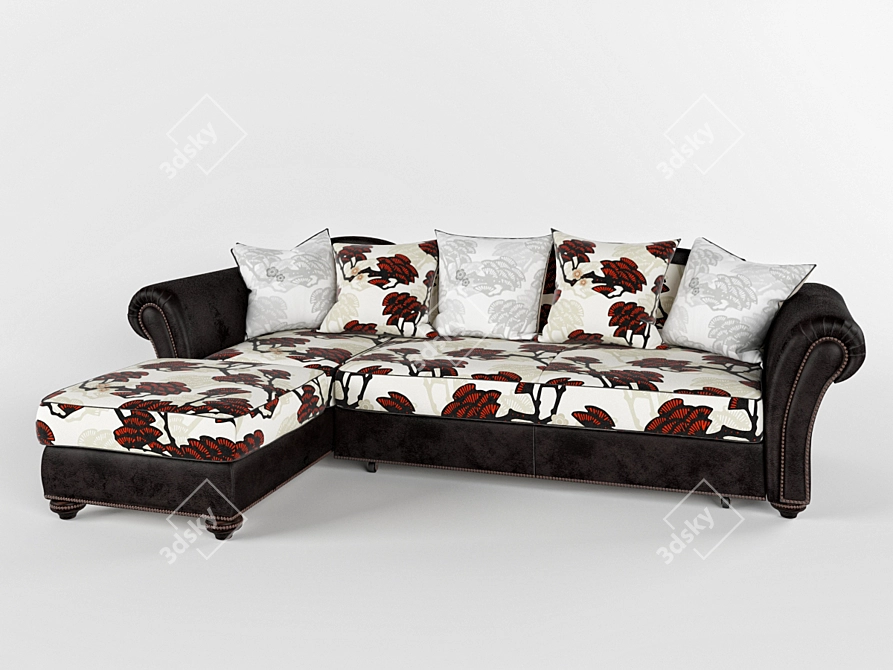 Naples Comfort Sofa with Ottoman 3D model image 1