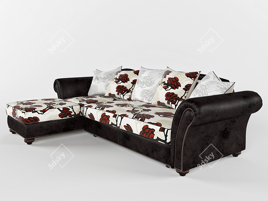 Naples Comfort Sofa with Ottoman 3D model image 2