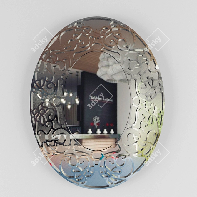 Antique Argento Oval Mirror 3D model image 1