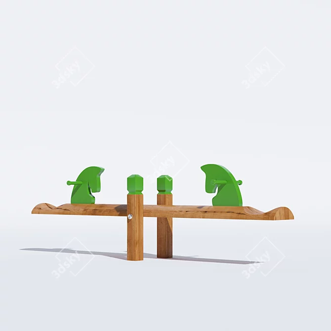 Wooden Swing Set with Balance Swings and Sandbox 3D model image 2