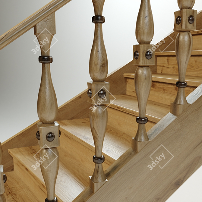 Elegant Classic Staircase 3D model image 2