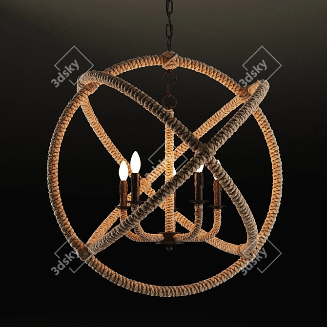 Rustic Rope Orb Chandelier 3D model image 1