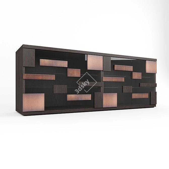 Pixel Cabinet - Wood, Glass, Bronze - 240x55x90 - Emmemobili Design 3D model image 1