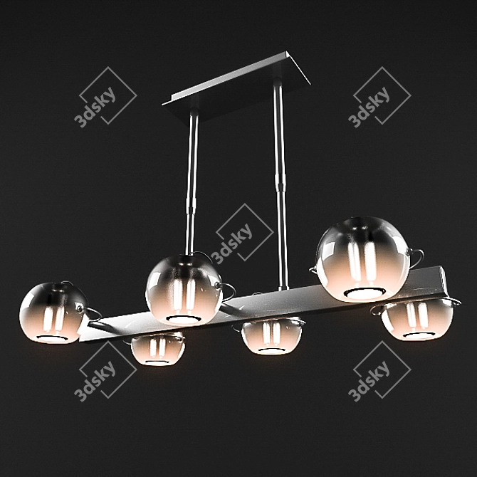 Adjustable Six-Spot Chandelier 3D model image 1