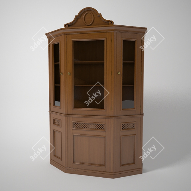 Elegant Wooden Wardrobe 3D model image 1