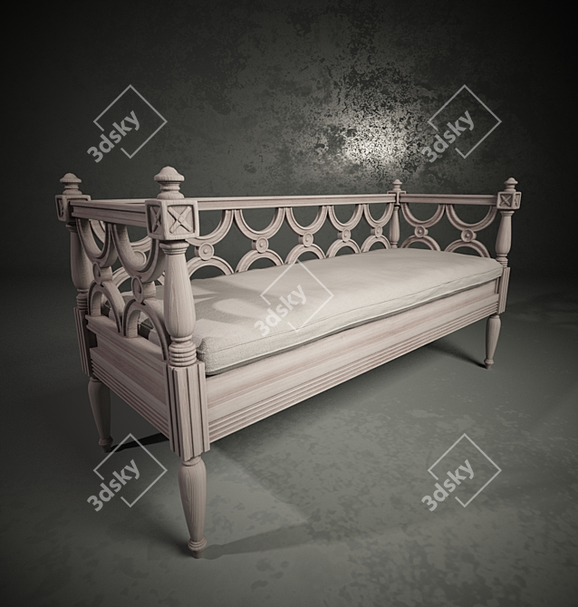 Vintage Parisian Market Bench 3D model image 1