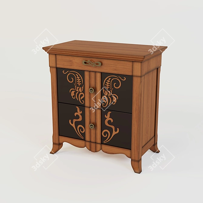 Title: Classic Walnut Bronze Cabinet 3D model image 1