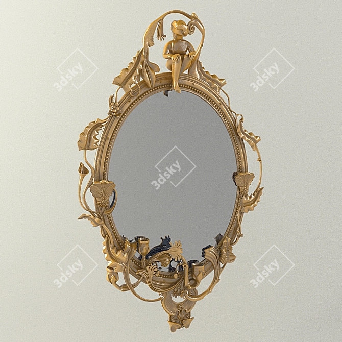 Antique Italian Rococo Girandole Mirror 3D model image 1