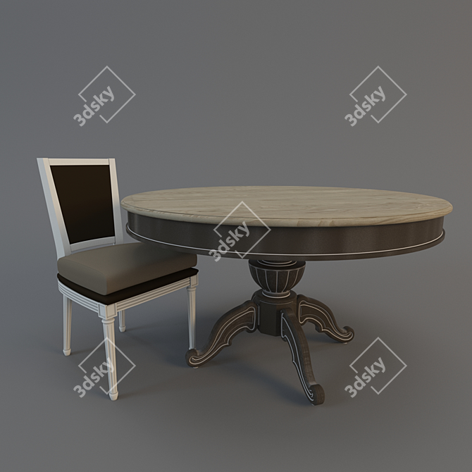 Elegant Dining Set 3D model image 1