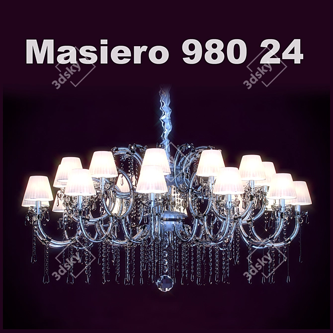 Title: Masiero 980 24-Light Metal Chandelier 3D model image 1