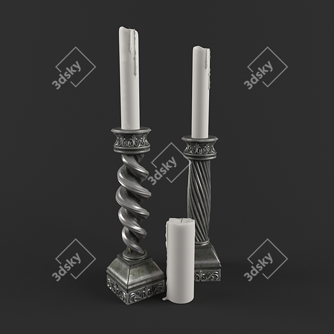 Elegant Candle Holders 3D model image 1