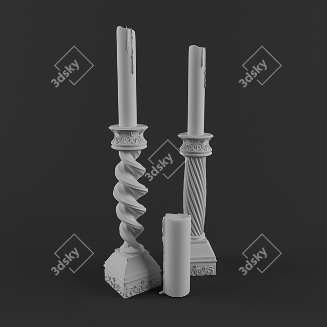 Elegant Candle Holders 3D model image 2